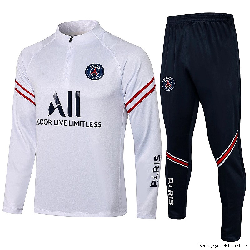 Paris Saint-Germain 2021-22 White Training Tracksuit Set Relaxed Styling