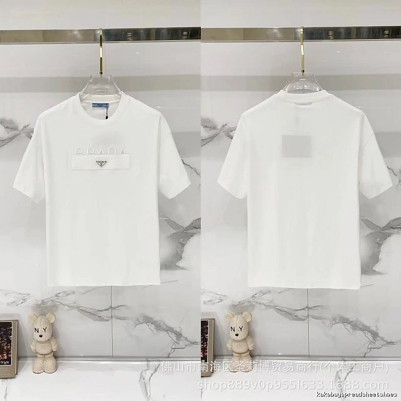 Prada Classic Triangle Logo Minimalist Style White T-Shirt