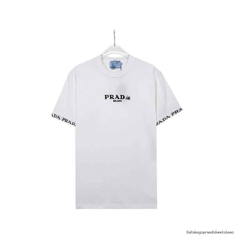 Prada Classic Webbing Minimalist Style White T-Shirt