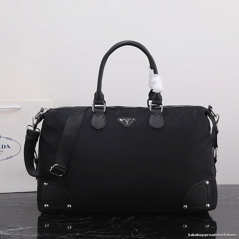 Prada Duffel Bag with Black Nylon Duffel Detail