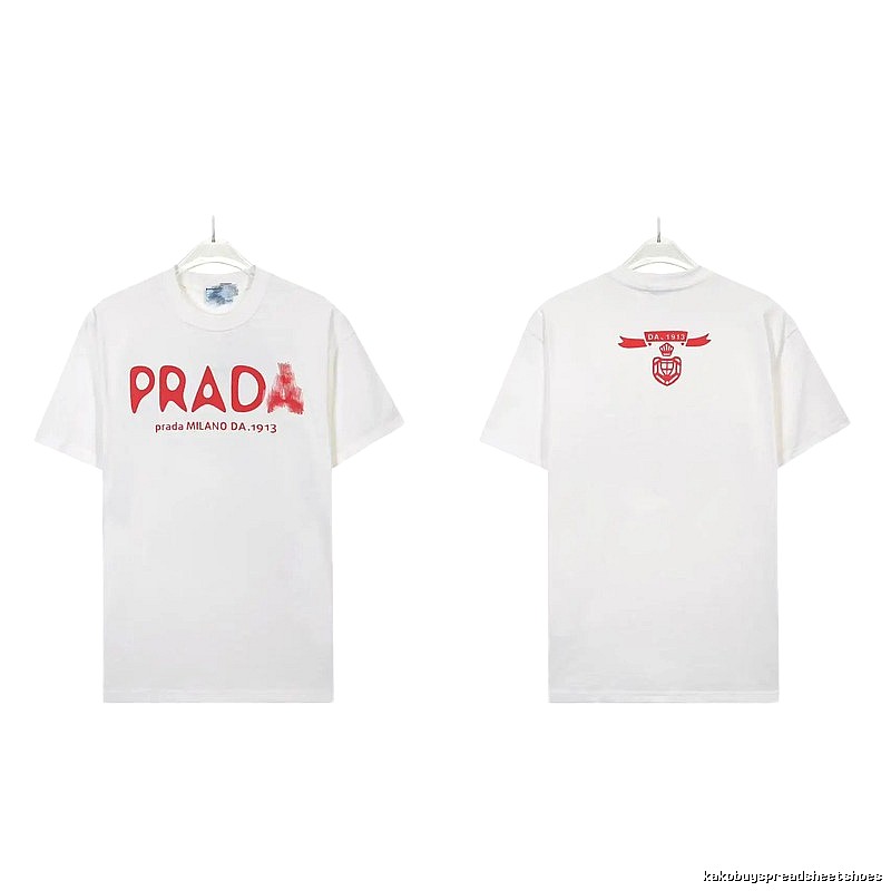 Prada Graffiti Collection Casual Style White Short-sleeve T-shirt