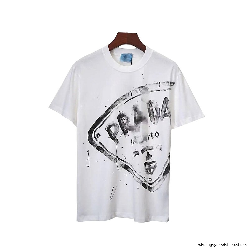 Prada Graffiti Print Street Style White T-Shirt