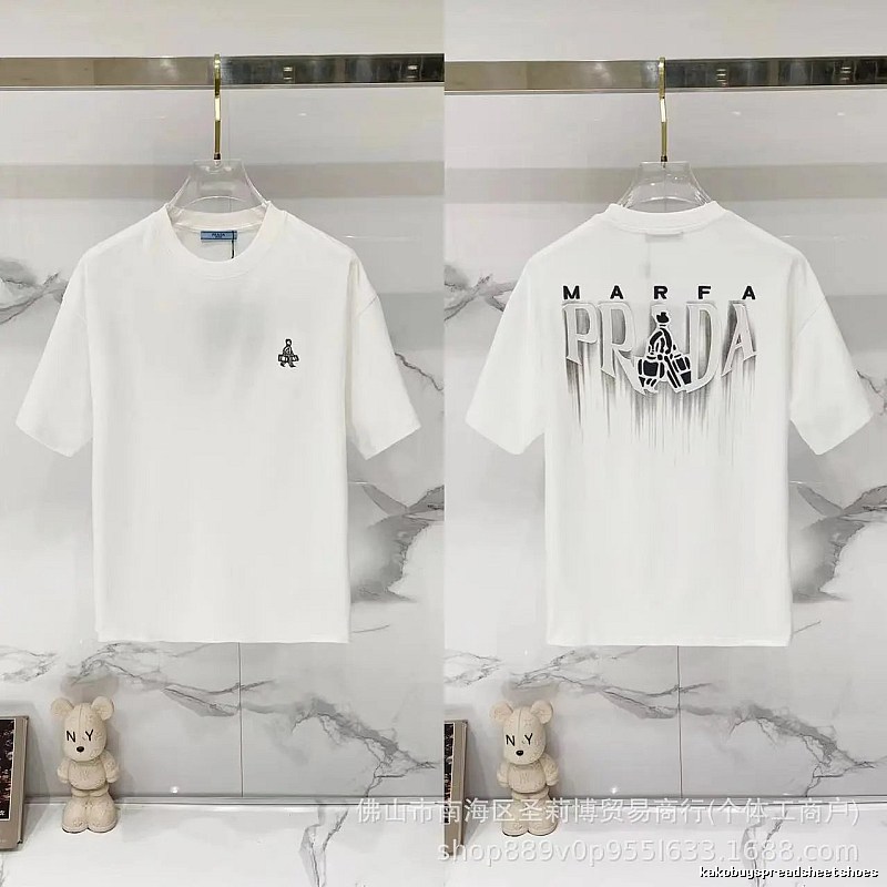 Prada MARFA Streetwear Style White Short-Sleeve T-Shirt