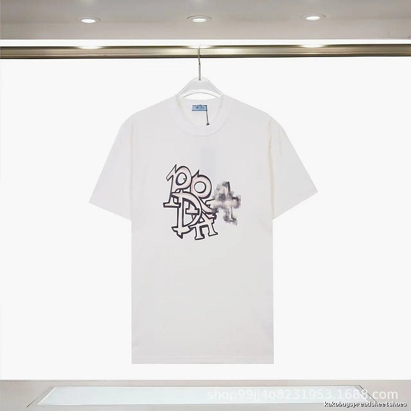 Prada Overlapping Print Street Style White Short Sleeve T-Shirt