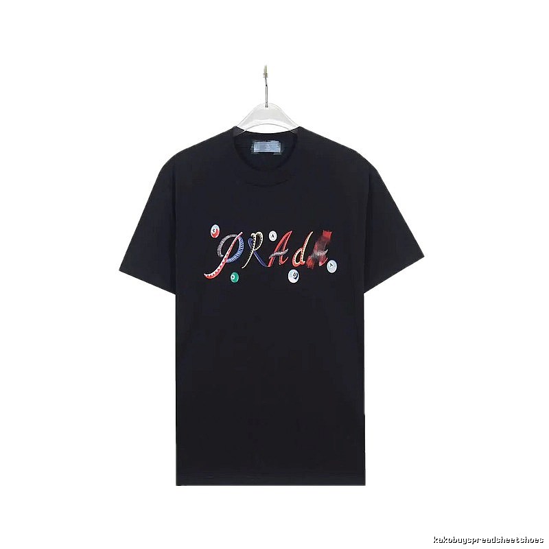 Prada Trendy Black Short-sleeve T-shirt with Billiard Print