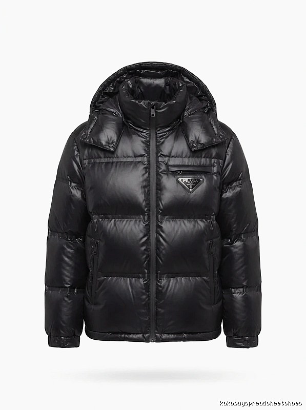 Prada triangle logo black down jacket