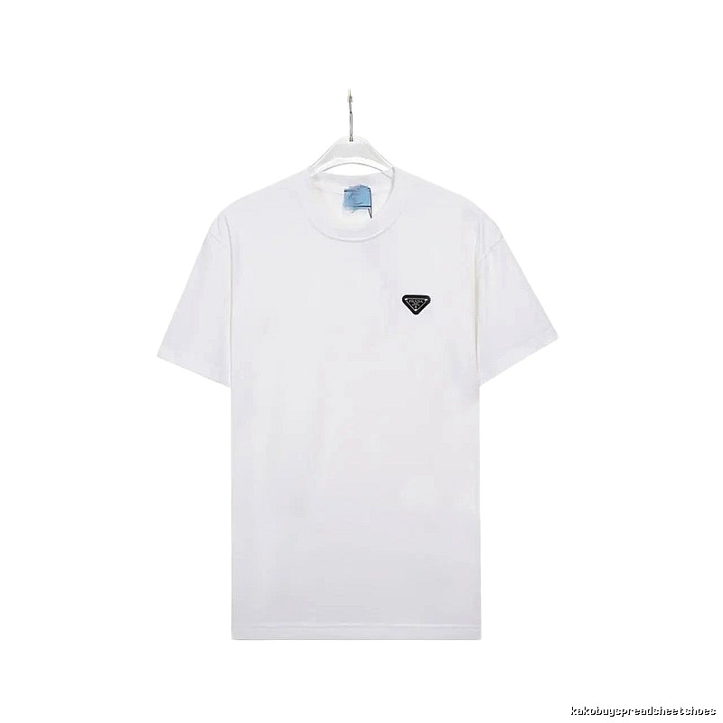 Prada Triangle Logo Minimalist Style White Short-sleeve T-shirt