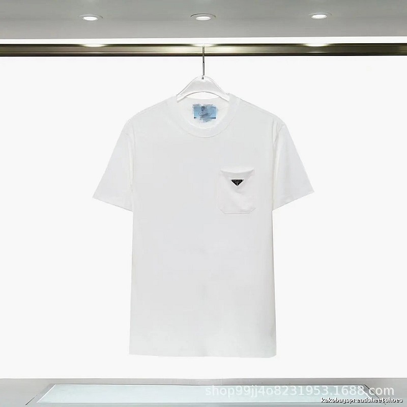 Prada Triangle Logo Minimalist Style White Short-sleeve T-shirt