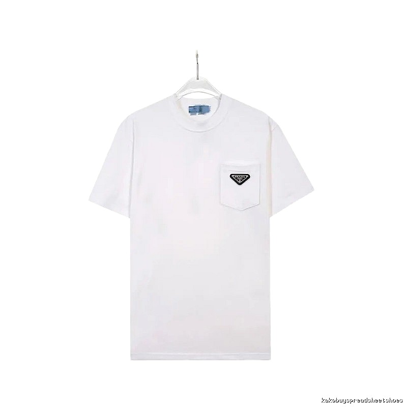Prada Triangle Logo Minimalist Style White T-Shirt