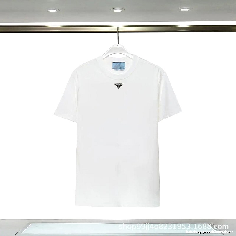 Prada Triangle Logo Minimalist Style White T-Shirt