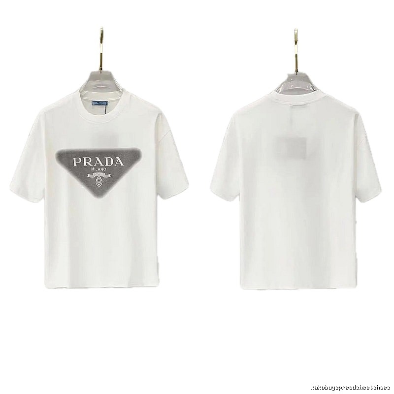 Prada Triangle Logo Minimalist Style White T-Shirt