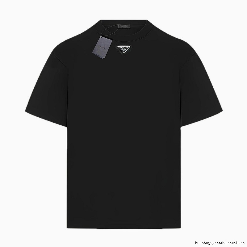 Prada Triangular Logo Simple Black T-shirt