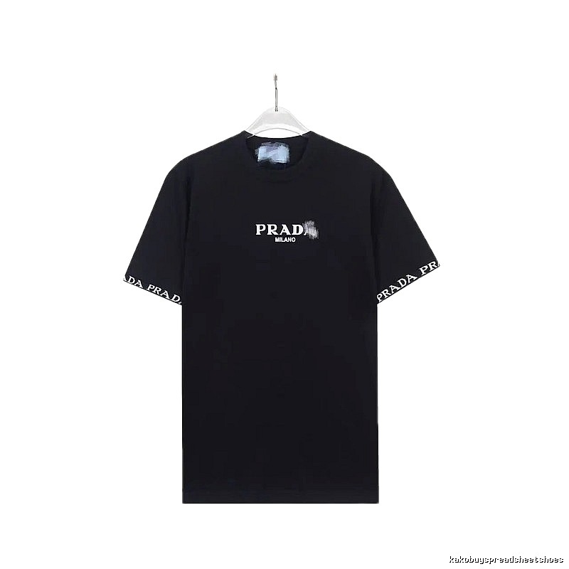 Prada Webbing Trendy Style Black Short-sleeve T-shirt