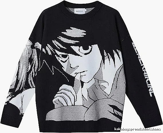 Premium Style Anime graphic sweater Black Knit Top for Minimal Outfits