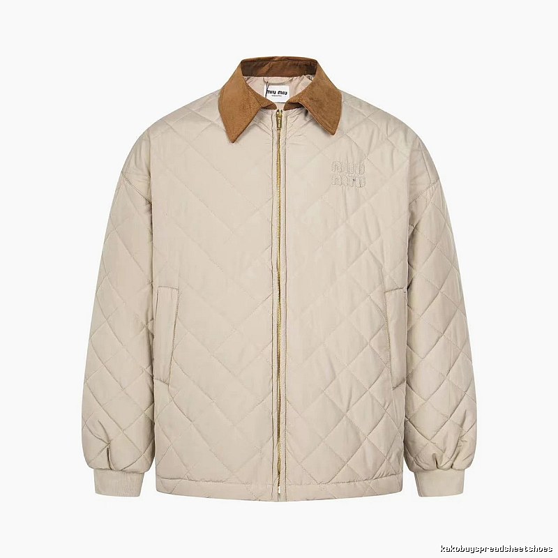 Quilted Collared Jacket with diamond stitching and a contrasting brown collar - Travel