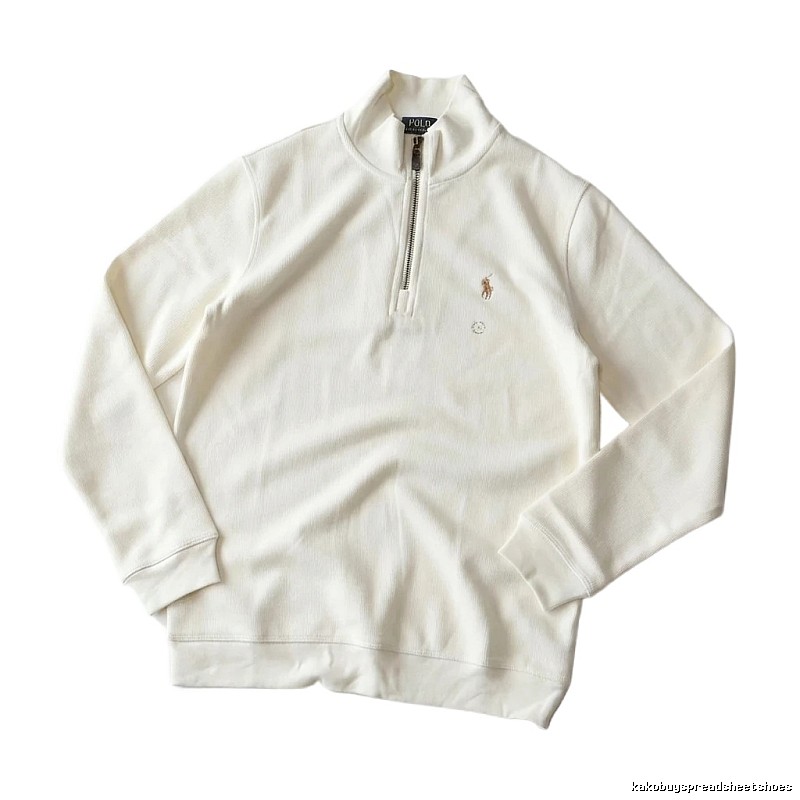 Ralph Lauren Polo series minimalist style off-white sweatshirt