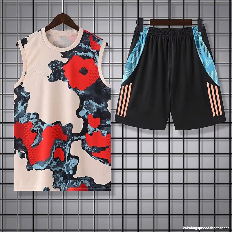 Real Madrid Premium Style Training jersey set Navy Sleeveless Top for Resort Outfits
