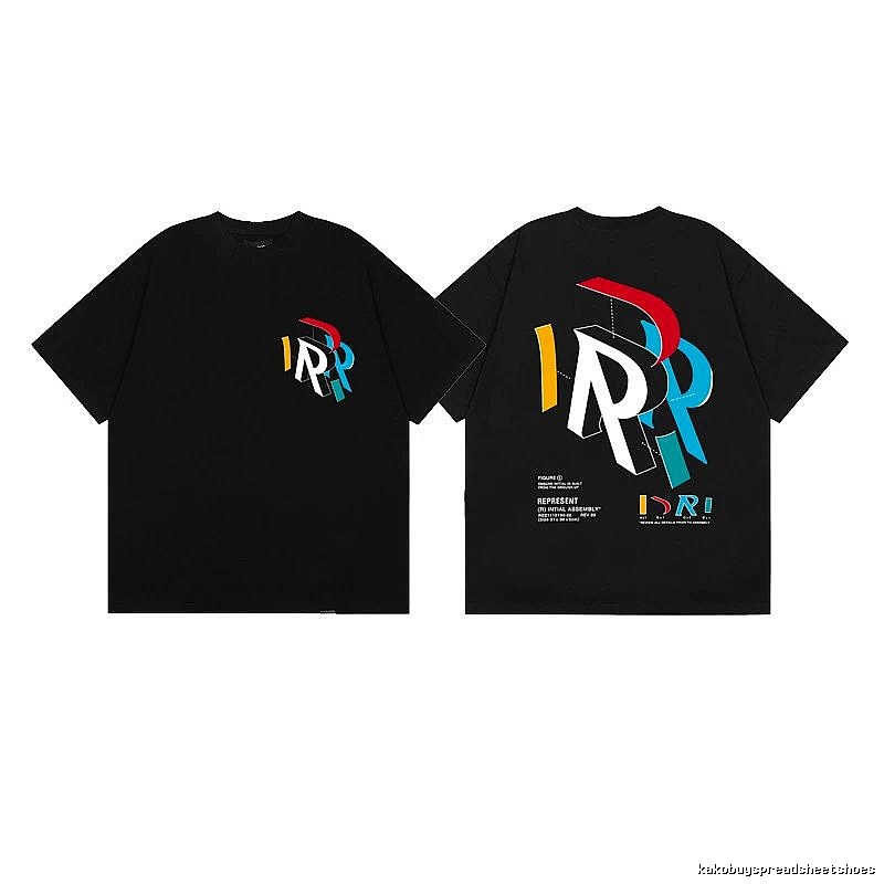 Represent Big R Print Street Style Black T-Shirt