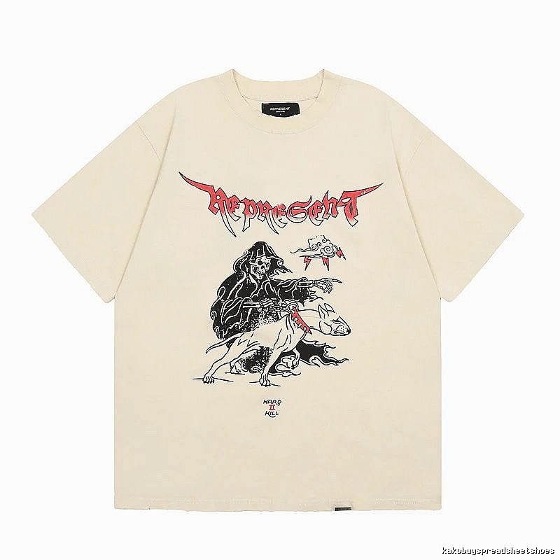 Represent Grim Reaper Print Vintage High Street Beige T-Shirt