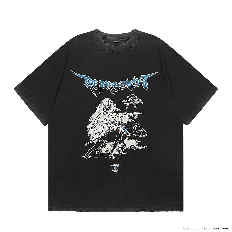 Represent Grim Reaper Print Vintage Style Black T-Shirt
