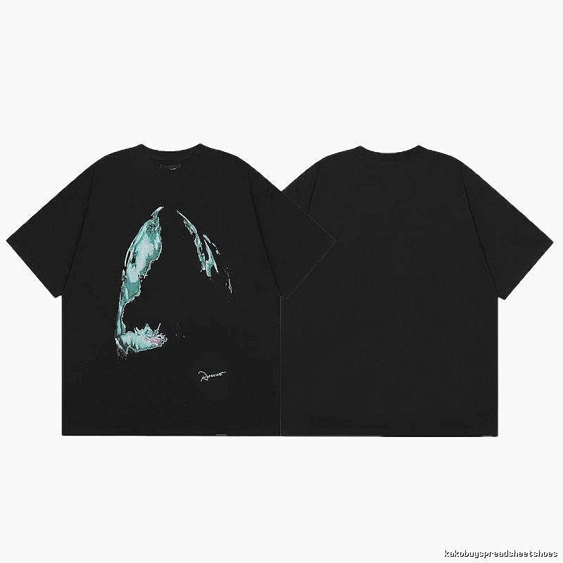 Represent Shark Print High Street Style Black T-Shirt