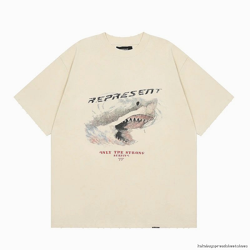Represent Shark Print Vintage Beige T-Shirt
