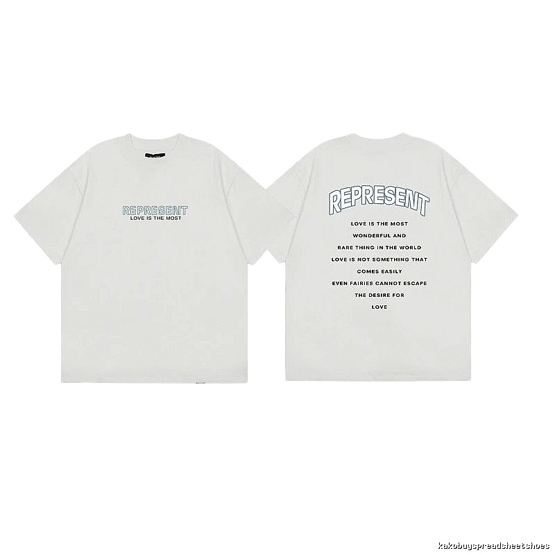 Represent Slogan Printed High Street Style Off-white T-shirt