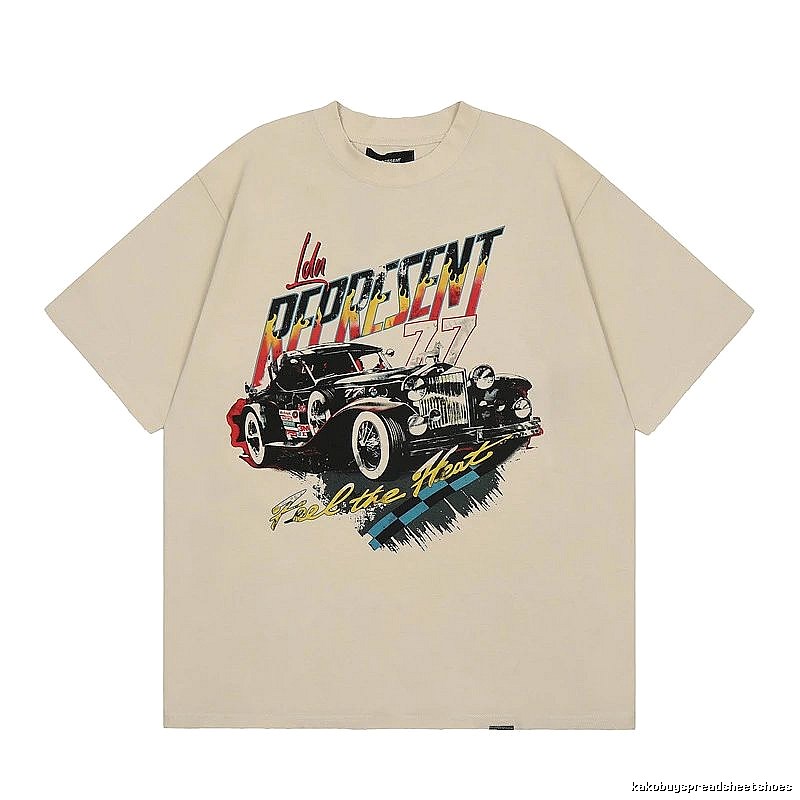 Represent Vintage Classic Car Printed Beige Short-sleeve T-shirt