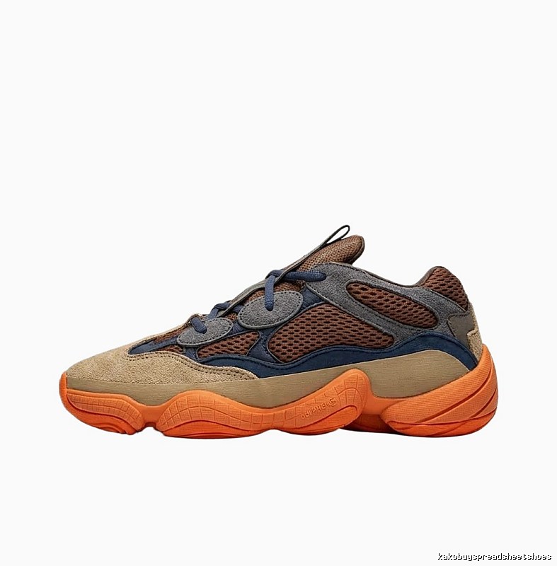 Retro - style orange - brown Yeezy 700 shoes