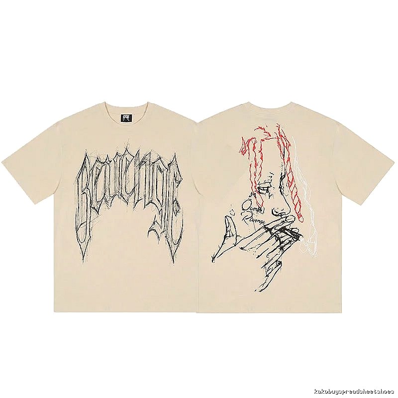 Revenge Beige Skull Graphic T-Shirt Clean Finish