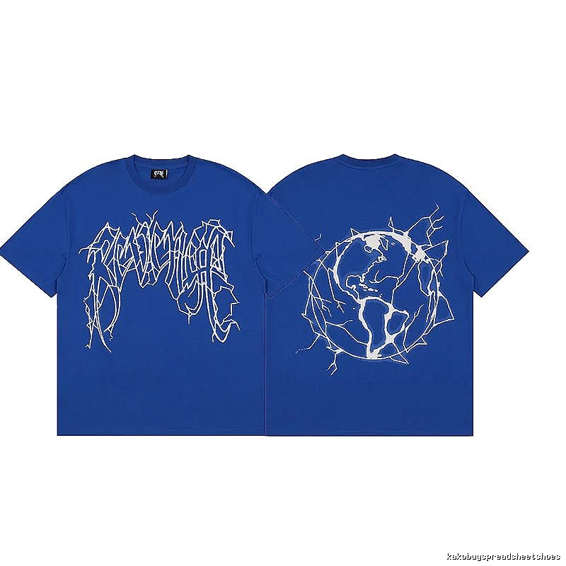 Revenge Blue Skull Graphic T-Shirt Summer Styling