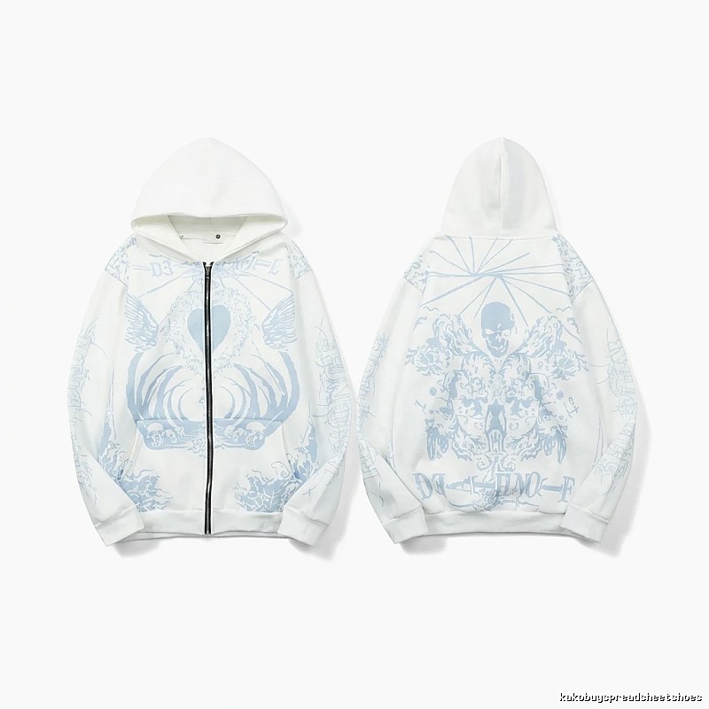 Revenge Skull Print White Hoodie