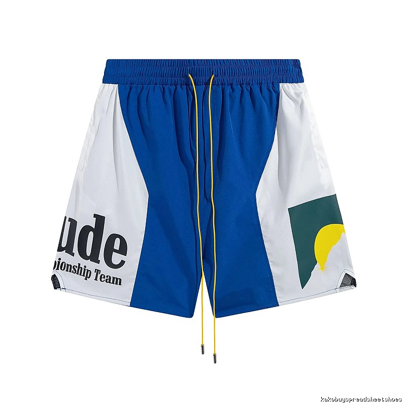 RHUDE Blue and White Color - Blocked Casual Shorts