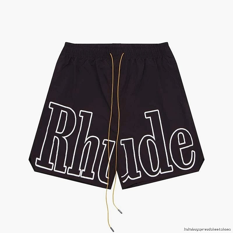RHUDE letter-style black shorts