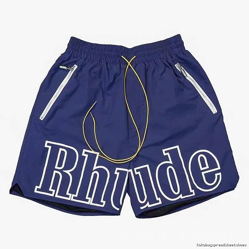 RHUDE letter-style dark blue shorts