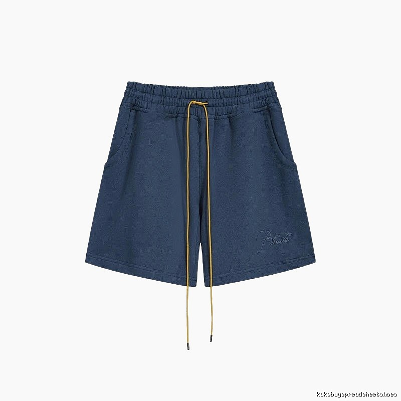 RHUDE minimalist style navy blue shorts