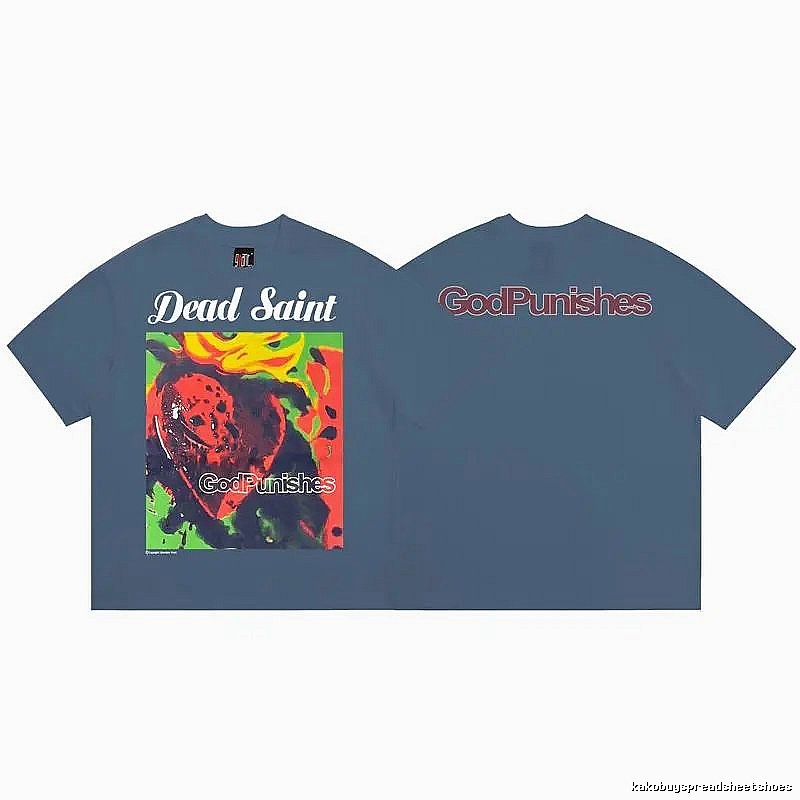 SAINT Dead Saint Graffiti Street Style Grey-Blue T-shirt