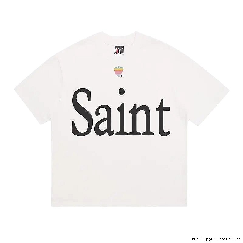 SAINT Letter Print Street Style Off-white T-shirt