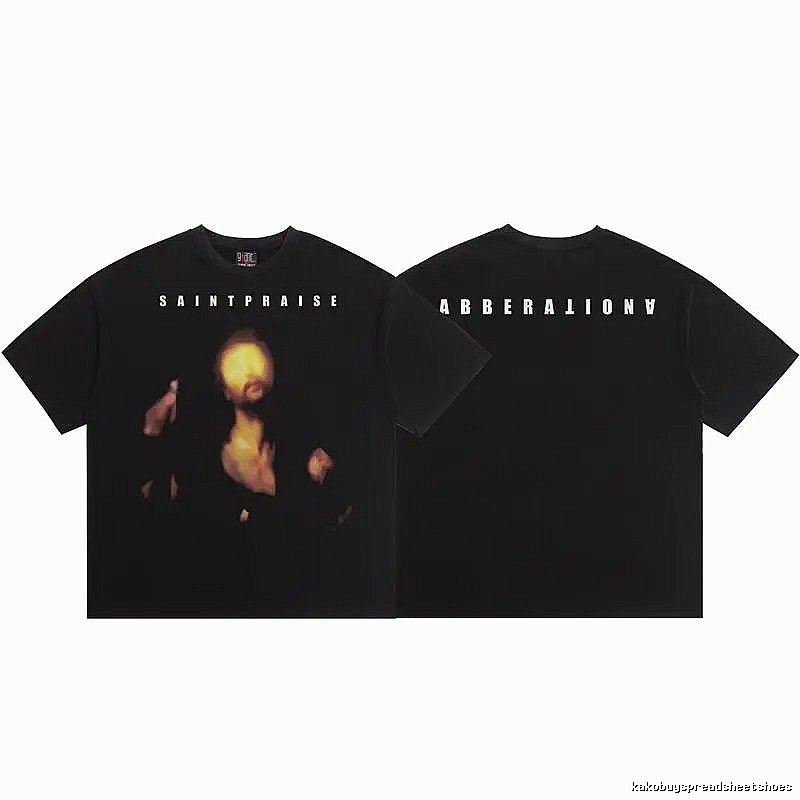 SAINT Portrait Print Dark Style Black T-Shirt