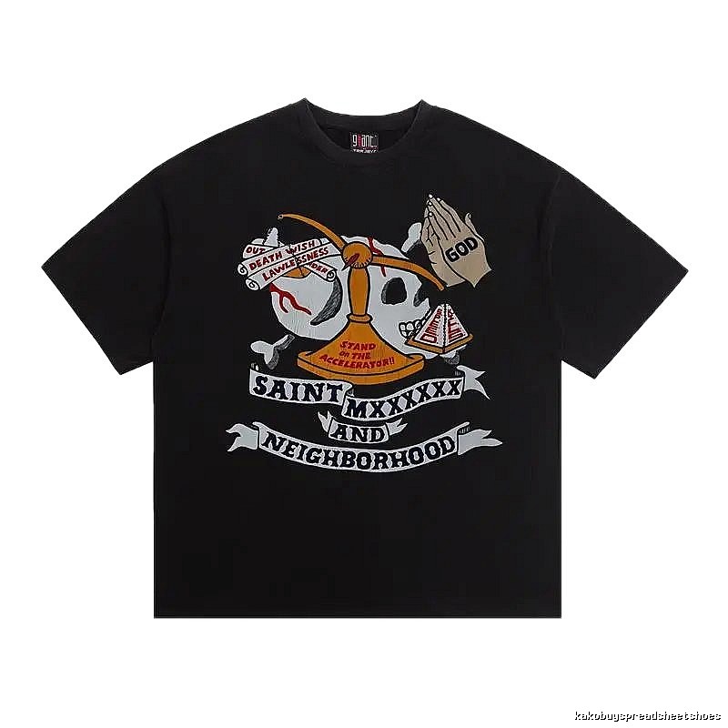 SAINT Skull Print Street Style Black T-Shirt