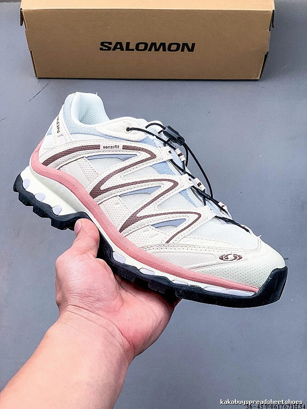 Salomon Trail Runners with Quick-Lace Style Cords in White and Pink