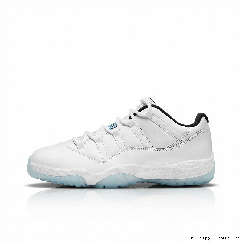 Simple white trendy shoes of Jordan 11 generation.