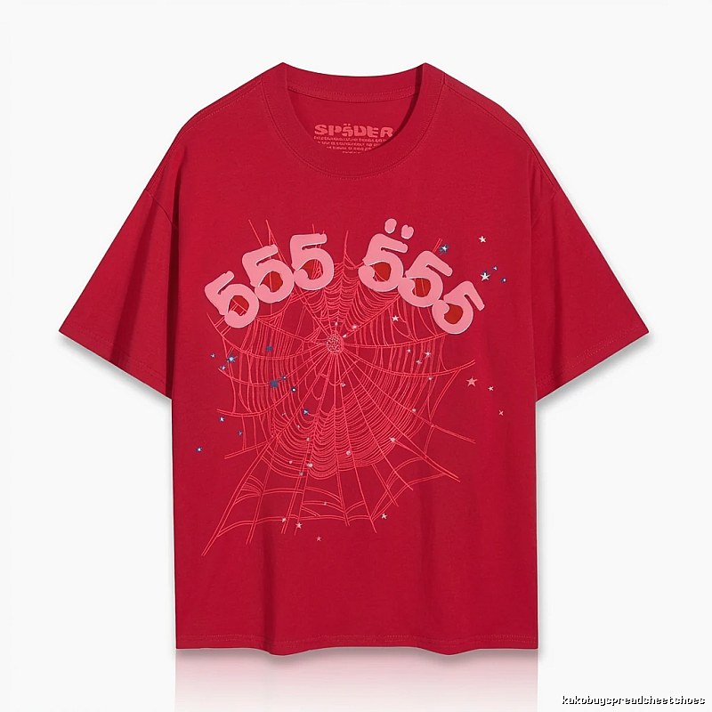 Sp5der 555 Series Trendy Red T-shirt
