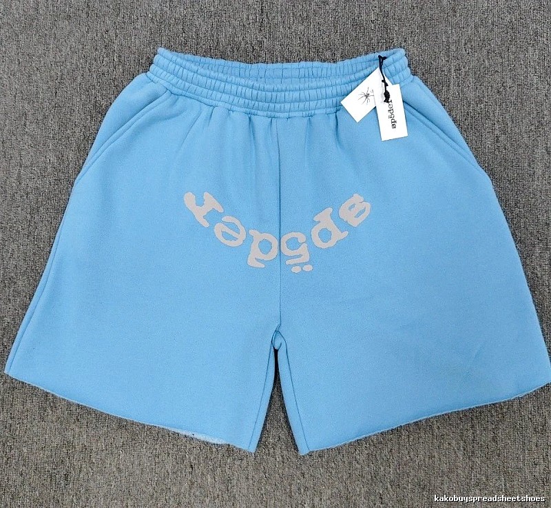Sp5der Foam Print Street Style Light Blue Shorts