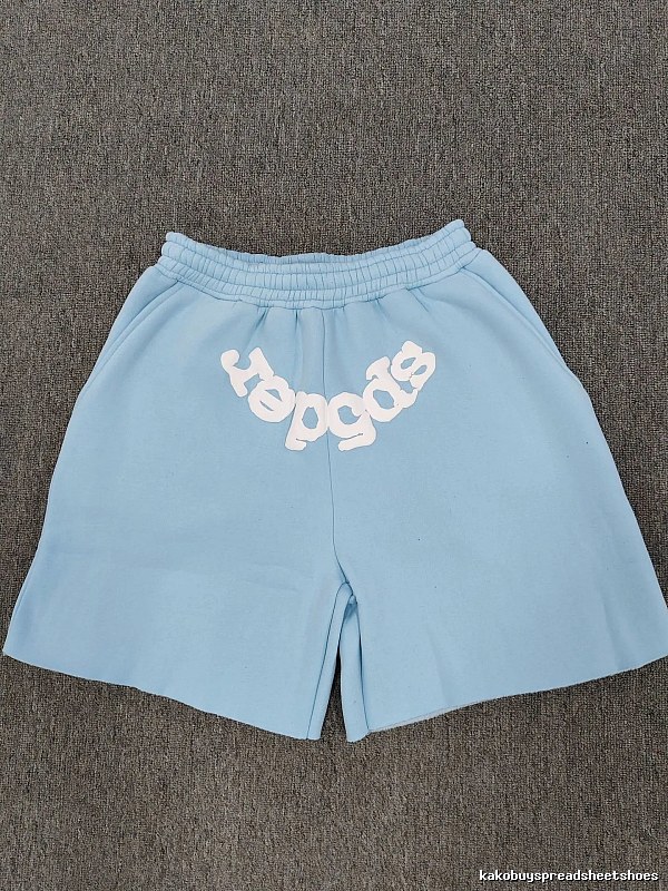 Sp5der Foam Print Street Style Light Blue Shorts