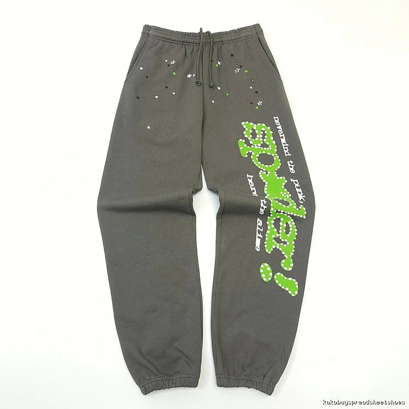 Sp5der Graphic Sweatpants - neon logo print and relaxed cuffed legs for streetwear