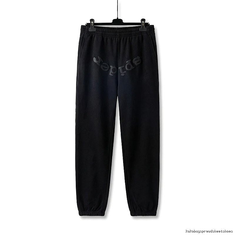 Sp5der Letter Trendy brand Black Sweatpants