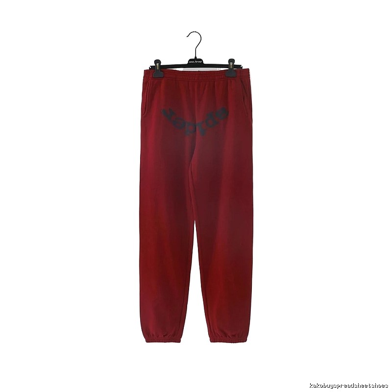 Sp5der Letter Trendy Style Red Pants