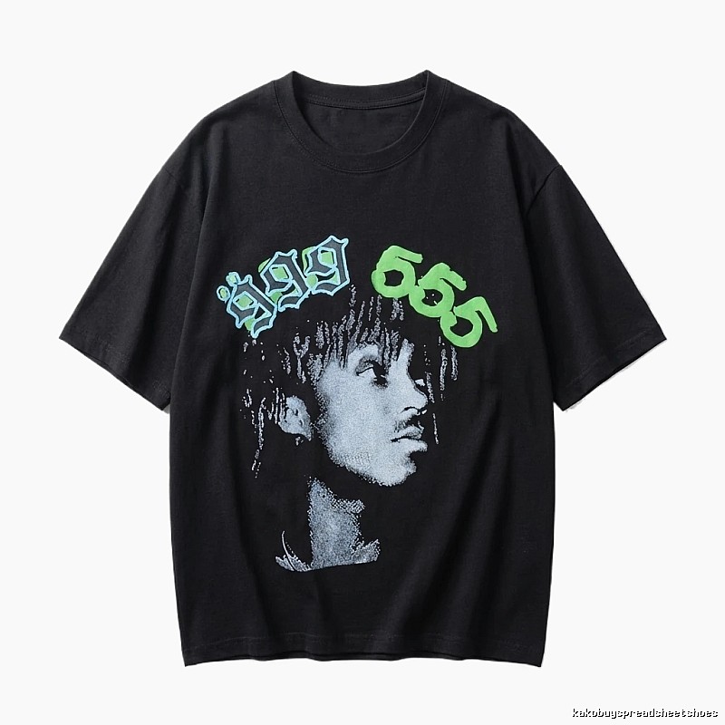 Sp5der Portrait Print Trendy Black T-shirt