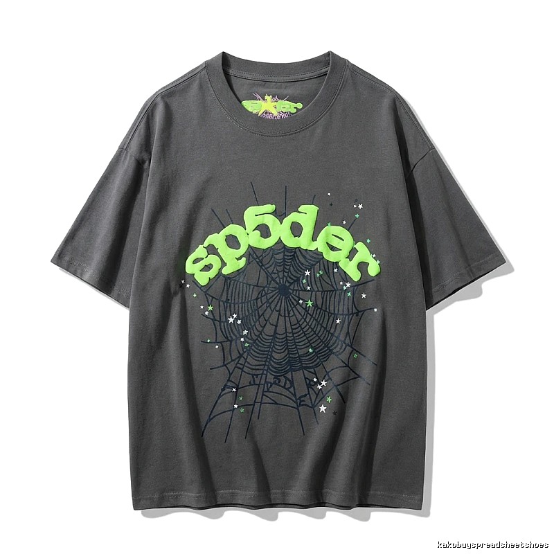 Sp5der Spider Web Trendy Cool Gray T-shirt